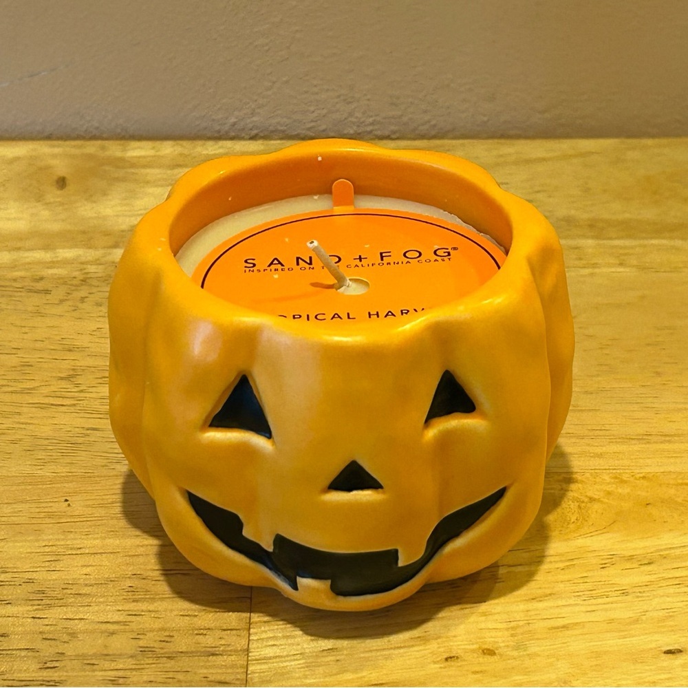 Sand & Fog Tropical Harvest Scented Pumpkin Face Candle. Brand New! - Picture 3 of 4